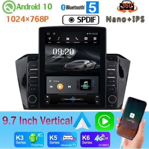 9.7" Vertical Tesla Android 10 4G WiFi Car Media Radio GPS PX6 4+64G For Volkswagen VW Passat B8 CC Magotan 2017-2020 360 Camera