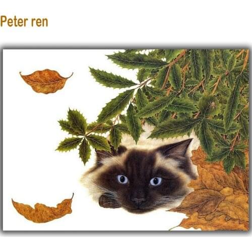 Peter ren Diamond Mosaic Diy Diamond painting black cats in tree Diamond Embroidery 3D square drill Paste full Needlework