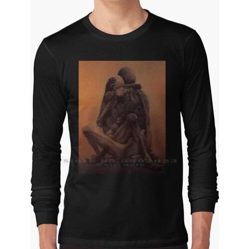 Untitled ( Couple ) , By Zdzis ? aw Beksiński Long Sleeve T Shirt 100% Pure Cotton Big Size Zdzislaw Beksinski Beksinski Untitle
