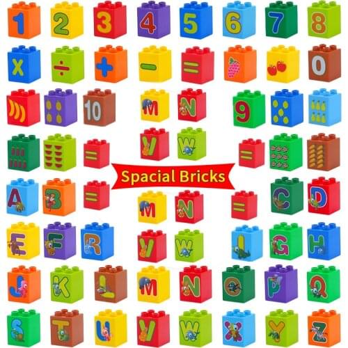 Big Size Creative Vegetable Fruit Digital English Letter 4 Particles Building Blocks Compatible With Bricks Toys