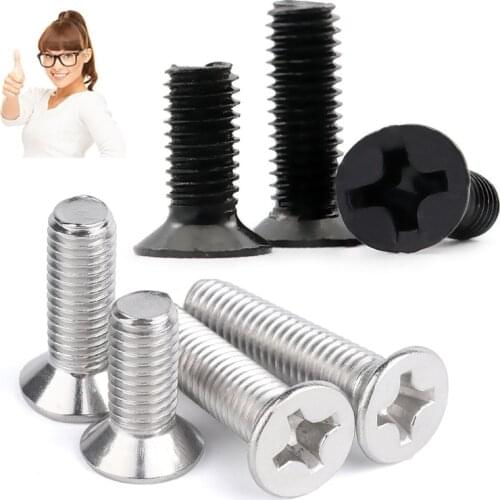 50pM1 M1.2 M1.4 M1.6 M2 M2.5 M3 M4 Mini Micro Small Black Stainless steel Cross Phillips Flat Countersunk Head Laptop Screw Bolt