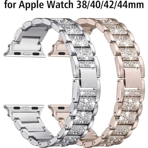 Bling Bracelet for Apple Watch 5 4 Band 44mm 40mm iWatch Series 3 Strap Bands correa Dressy 38mm 42mm Stainless Steel Watchband