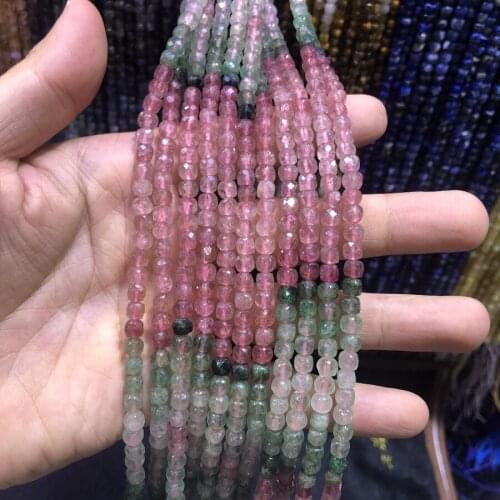 1string 15.5" Genuine Multi Strawberry Quartz Beads 4mm Micro Faceted Cube Gem Spacer Beads,Small Square Beads for jewelry