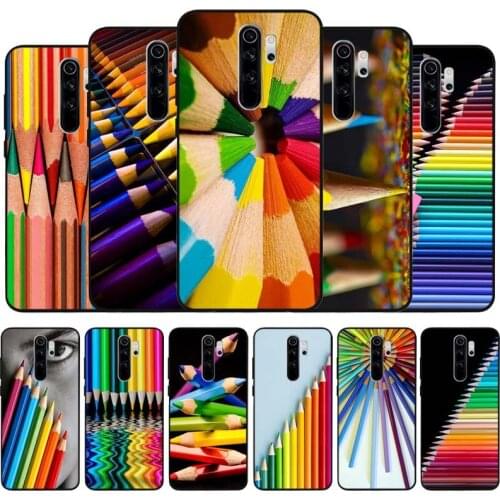 Colored pencils black Silicone Phone Case For Redmi note 9 8 7 Pro S 8T 7A Cover