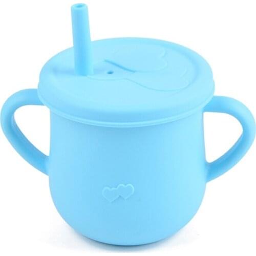 Baby Feeding Straw Cup Infants Toddler Learning Drinking Silicone Sippy Mug Portable Double Handle Drinkware