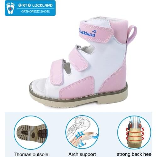 Children Pink Lovely Sandals for Girls Arch Support Orthopedic Footwear Summer Breathable Leather Kids Princess School Shoes