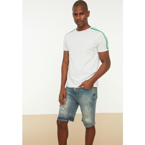 Trendyol Male Bicycle Neck T-Shirt TMNSS20TS0194 Men 'S Clothing Fashion 2021 Summer Spring Men 'S Top T-Shirts футболка оверсайз футбол