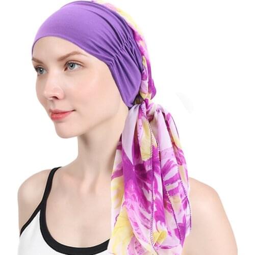 Muslim Headscarf Hat Thin Summer Inner Hijab Caps Bandana Turban for women Bonnet India Headwrap Hats Hair Loss Hat