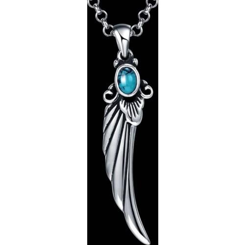 Hot Sale Real Sterling Silver Jewelry Takahashi GORO Feather Pendant Set For Men Necklace Charms 038