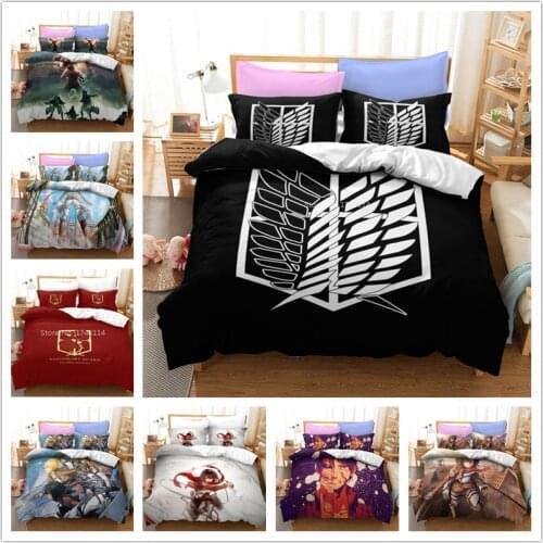 3D Cartoon Anime Attack on Titan Bedding Set Duvet Cover with Pillowcase Set Bed Linen Home Textile Twin Full Queen King Size