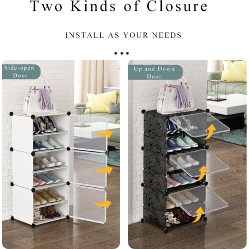 Hot Multilayer Simple Shoe Rack Space Saving Shoes Boots Organizer Closet DIY Assembled Module Shoe Cabinet with Door Furniture