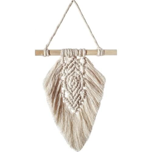 Macrame Dream Net Wall Hanging Leaf Design Boho Decor Cotton Macrame Cord Wall Decor Art Craft Photograph Props