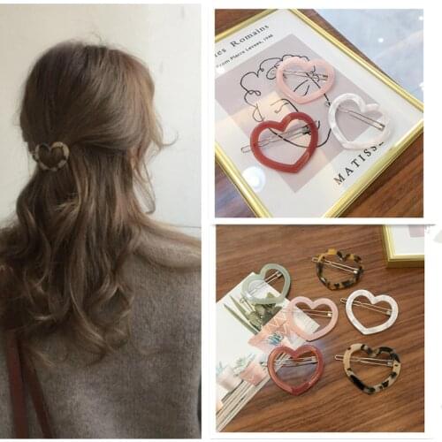 Fashion Arylic Heart Shaped Hair Clips For Women Acetate Barrette Headwear Leopard Hairpin Girls Hair Styling Accessories