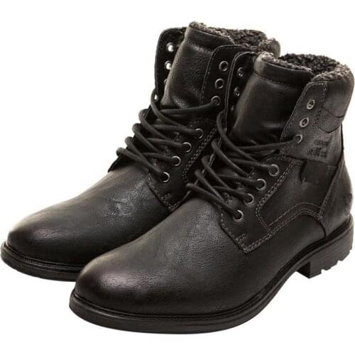 Men Boots Winter Lace Up Vintage Plush Keep Warm Ankle Snow Boots Men Footwear Leather Shoes Motorcycle Boots