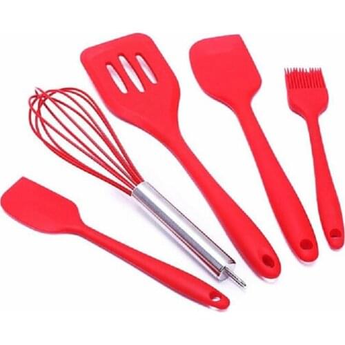 5 Pieces Non-stick Silicone Baking Set Kitchen Cooking Utensils Spatula Slotted Turner