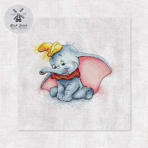 Cute baby elephant 24-21 Cross Stitch Set Cross-stitch Kit Embroidery Needlework Craft Packages Cotton Fabric Floss
