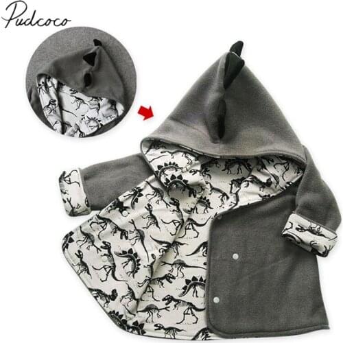 2020 New Style Toddler Kids Baby Girl Boy Coat Dinosaur Hooded Long Sleeve Fleece Jacket Cartoon Warm Autumn Winter Outwear