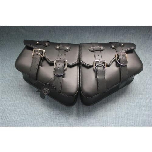Pair New Motorcycle Left Right Saddle Side Bags Motor PU Leather Tool Bags For Universal Sportster Chopper Bike