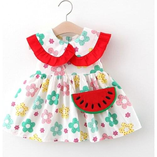 Girls Dress Baby Summer Clothing 6M-3T Toddler Baby Kid Girl Peter Pan Collar Floral Watermelon Summer Princess Dresses vestidos