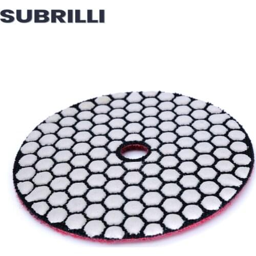 SUBRILLI Dry Polishing Pad for Granite 1pc 4inch Resin Diamond Abrasive Disc Stone Marble Concrete Grinding Wheel Angle Ginder