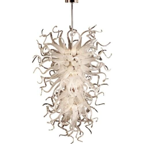 Modern White Hand Blown Pendant Lamps LED Lights Chandeliers 40 Inches Wedding Decor Art Glass Chandelier Lighting