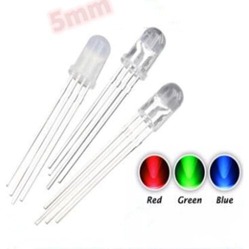 100pcs 5mm RGB LED Emitting Diode Micro Indicator Red Green Blue Multicolor Common Anode Cathode 3V DIY PCB Circuit Bulb