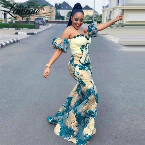 African Mermaid Evening Dresses Off The Shoulder Long Prom Dress 2020 Custom Made Dresses Women Night Party Gowns Kaftans Robes
