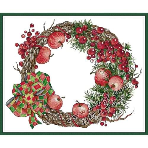 Everlasting Love Garland-Christmas Apple Chinese Cross Stitch Kits Ecological Cotton Printed 14 11CT Wedding Decoration For Home