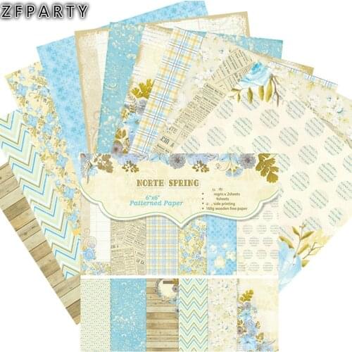 ZFPARTY 12pcs 6" Single-side Printed Spring flowers pattern creative papercraft art paper handmade scrapbooking kit set book