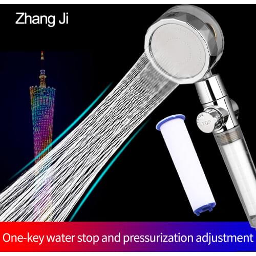 ZhangJi Propeller Driven Handheld Shower Head High Pressure Water Saving Premium Turbocharged for Bathroom Accessaries Shower