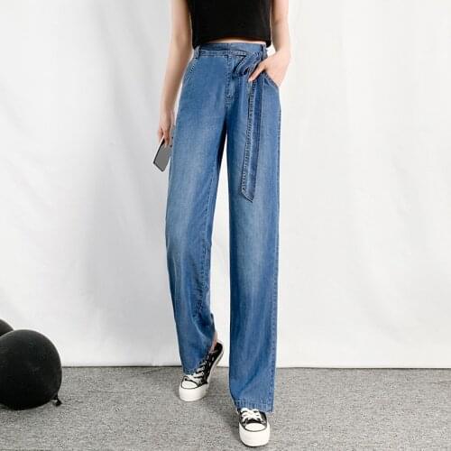 High Waist WomenS Trousers Thin Tencel Cotton Denim Loose Streetwear Jean Vintage Jeans Woman Pants Wide Leg Straight Femme
