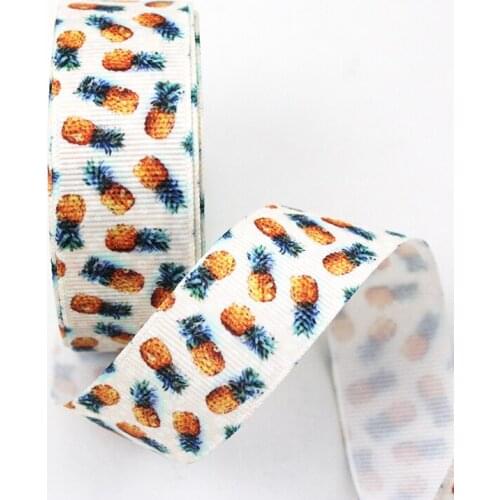 1"(25mm) pineapple printing tape fruit printed polyester grosgrain ribbon party decoration 10 yards