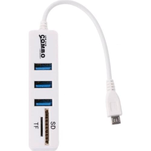 1 Pc 3 Port USB 2.0 Hub Splitter Combo Micro USB Connector Cable OTG SD/TF Card Reader High Speed New