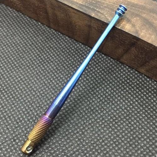 1PCS Blue Non-slip Groove Ear Scoop Portable Titanium Alloy Ear Spoon Outdoor EDC Tool