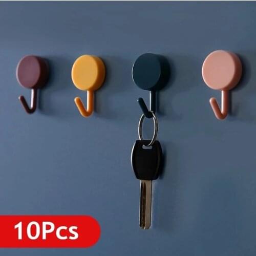 10Pcs Cute Creative Sticker Hook Free Punch Wall Sticker Seamless Hook Key Placement Classification For Kitchen And Bathroom