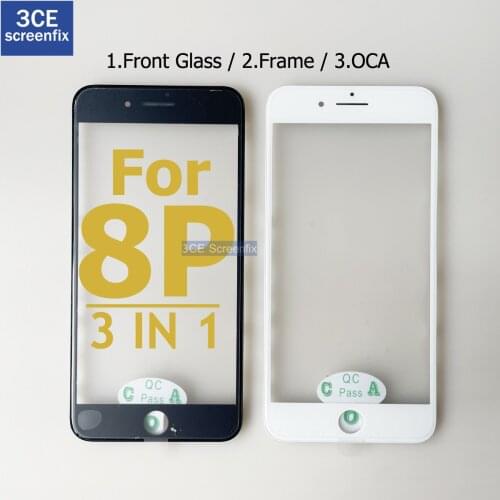 10Pcs Top Quality Front Outer Glass Middle Frame Bezel Laminate OCA For iPhone 8 Plus 3 in 1 2 in 1 Front Glass Frame OCA