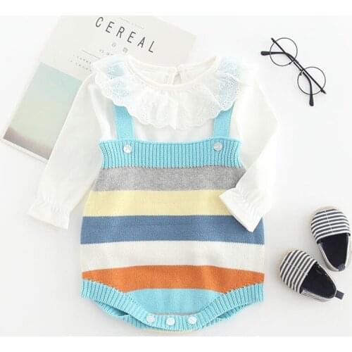2020 Autumn Girls Rompers Knitted Newborn Clothing Sleeveless 1-3Yrs Baby Girls Body Jumpsuit Girls Boys Clothes Rainbow Style