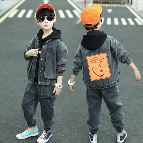 2021 Jean Spring Autumn Girls Clothing Suits Coat +Pants 2pcs/Set Pullover Kids Teenager Outwear Sport Beach School High Quality