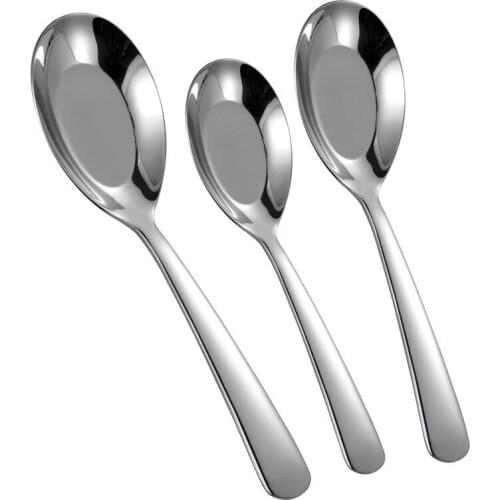 3pc 3Size 304 Stainless Steel Spoon Round Bottom Spoon Flat Spoon Chinese Hotel Supplies Home Tableware Thickening Drinking Tool