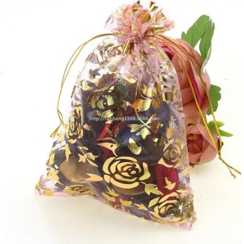 50Pcs 20x30cm Organza Gift Bags & Pouches Promotion Birthday Decorations Kids Supplies Random Mixed Bronzing Drawable 6zSH337