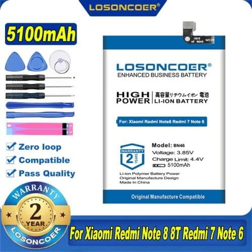 LOSONCOER Battery BN46 4700mAh For Xiaomi Redmi Note 8 8T Redmi 7 Redmi7 Note 6 Note6 Mobile Phone Battery