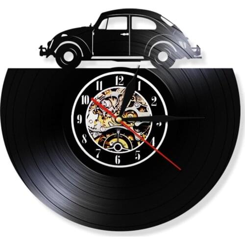 Car Automotive Themed Wall Clock Vinyl Record LP Time Clocks LED Lighting Watch Vintage Timepiece Home Decor Gift For Car Lover
