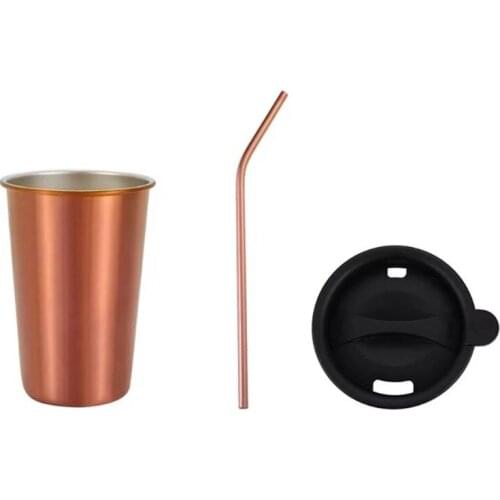 500ml Stainless Steel Cup with Lid Drinking Straw Travel Mug Coffee Tea Tumbler 896A