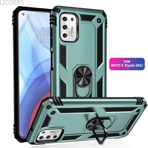 Military Armor Bracket Cases for Moto G Power 2021 G Stylus Plus G8 Lite Play G9 G7 Fabric Finger Ring Cover Holder Fundas Shell