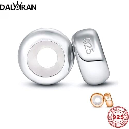 DALARAN 2 Pcs/lot 925 Sterling Silver Stopper Spacer Beads Fit Charm Diy Bracelet & Bangle For Women Authentic Jewelry Making
