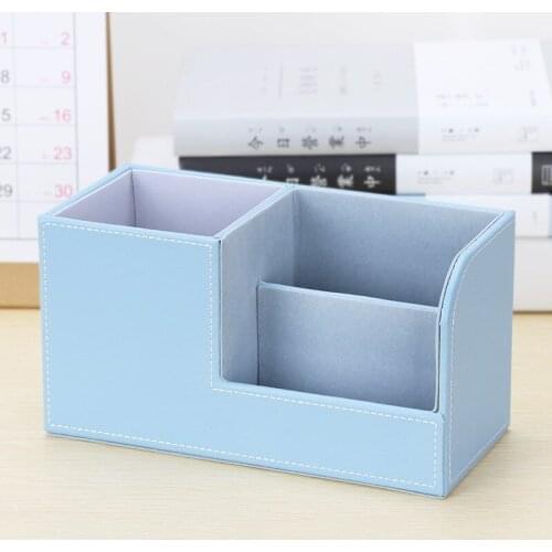 Business Multifunctional Leather Pen Holder Simple And Practical Creative Office Desk Pure Color Stationery Storage Selling