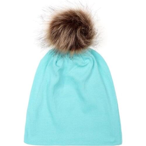 Baby Hospital Newborn Baby Hats Cotton Beanie With pom pom faux fur ball Knit Infant Caps toddlers Bebe Photography Hats