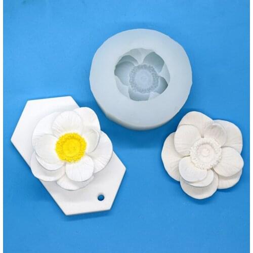 Soap Making Mold Mousse Cake Decor Camellia Silicone Fondant Chocolate Silicone Mold Car Aromatherapy Gypsum Ornaments