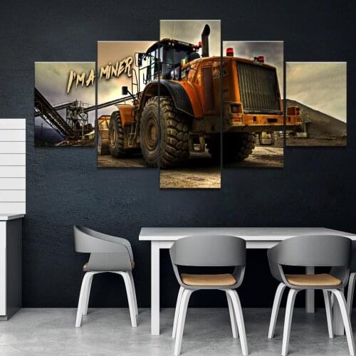 Home Decor Printed Modern Canvas Living Room Frame HD Pictures 5 Panel mining Canvas Landscape Modular Painting Wall Poster