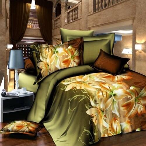 Factory Sale 3D "Perfume Lily" 4pcs Bedding Sets King Or Queen